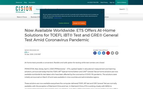 Now Available Worldwide: ETS Offers At-Home Solutions for ...