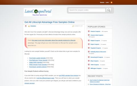 Get All Lifescript Advantage Free Samples Online - Full List ...