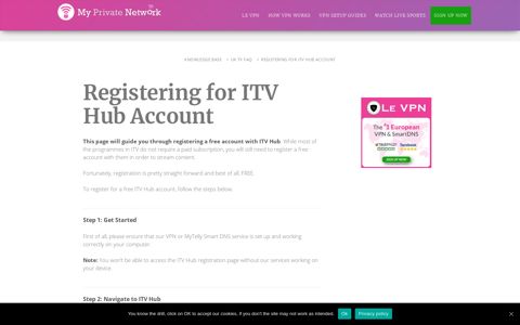 Registering for ITV Hub Account - My Private Network