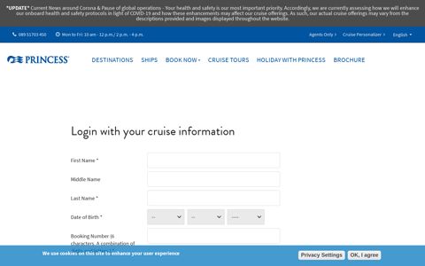 Cruise Personalizer - Access your booking - Princess Cruises