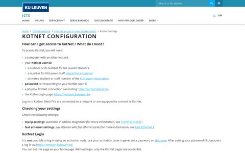 KotNet configuration – ICTS - KU Leuven