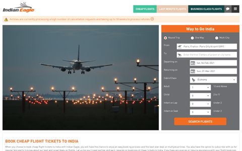 Book Cheap Flight Tickets to India | Indian Eagle
