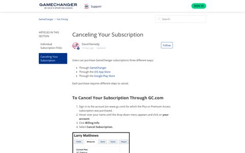 Canceling Your Subscription – GameChanger