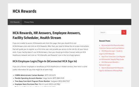 HCA Rewards, HR Answers, Employee Answers, Facility ...