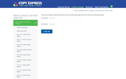 Product Catalogs : Menus, Single-Use ... - Copy Express, Inc.