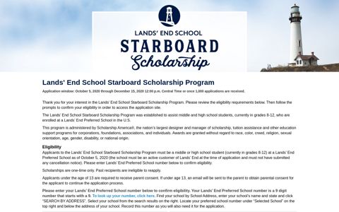 Lands' End School Starboard Scholarship Program