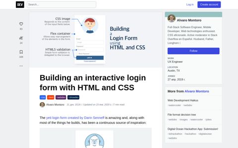Building an interactive login form with HTML and CSS - DEV