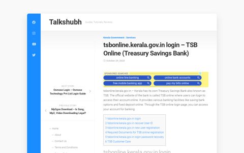 tsbonline.kerala.gov.in login - TSB Online (Treasury Savings ...