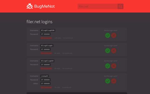 filer.net logins - BugMeNot