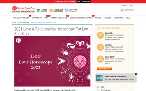 Leo Love and Relationship Horoscope 2021 - GaneshaSpeaks