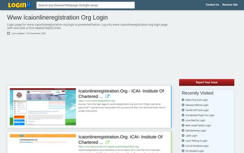 Www Icaionlineregistration Org Login - Loginii.com