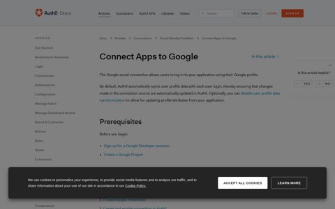 Connect Apps to Google - Auth0