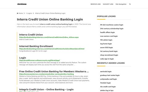 Interra Credit Union Online Banking Login ❤️ One Click Access