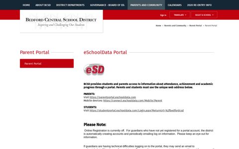 Parent Portal / Parent Portal - Bedford Central School District