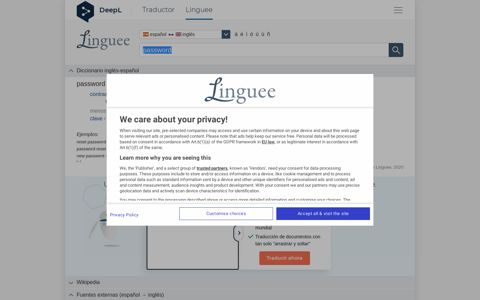 password - Traducción al español – Linguee