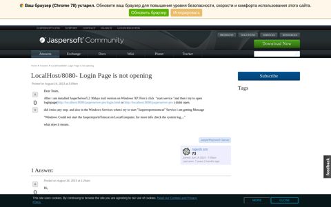 LocalHost/8080- Login Page is not opening | Jaspersoft ...