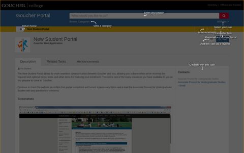 New Student Portal (Goucher Web Application) | Goucher Portal