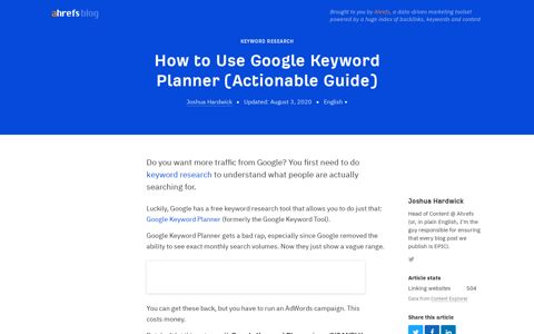 How to Use Google Keyword Planner (Actionable Guide)