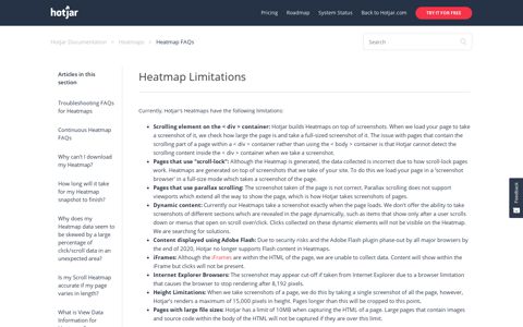 Heatmap Limitations – Hotjar Documentation