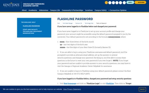 FlashLine Password | Kent State University