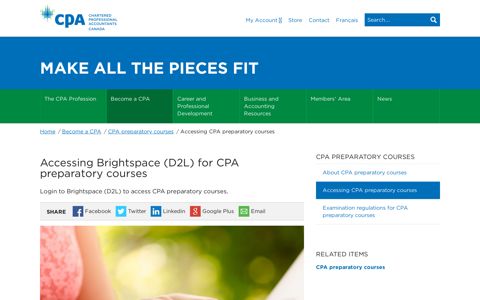 Accessing Brightspace (D2L) for CPA preparatory courses