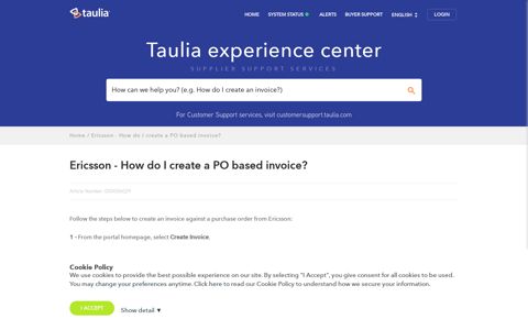 Ericsson - How do I create a PO based invoice? - Taulia Support