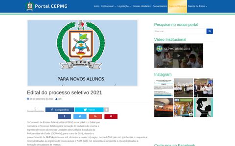 Edital do processo seletivo 2021 – Portal CEPMG