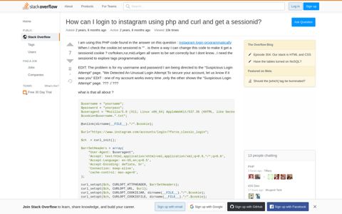 How can I login to instagram using php and curl and get a ...