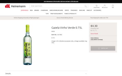 Buy Gazela Vinho Verde 0.75L online at a great price ...