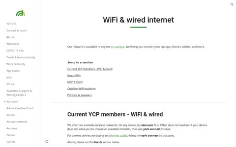 WiFi & Wired Internet - YCP LTS