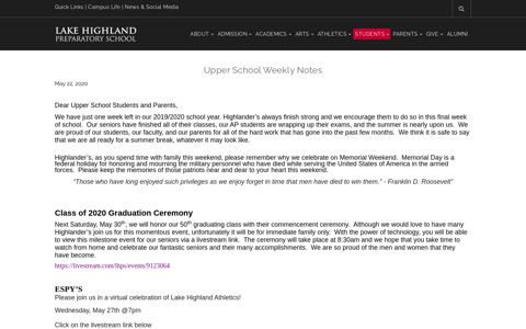 Lake Highland Preparatory School > STUDENTS > Upper ...