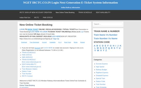 NGET IRCTC.CO.IN Login Next Generation E-Ticket System ...