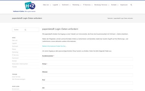paperdata® Login-Daten anfordern – Hofmann + Zeiher GmbH