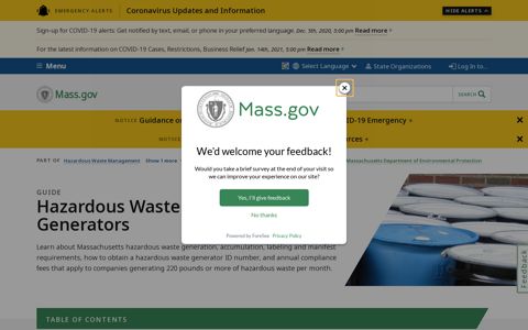 Hazardous Waste Generation & Generators | Mass.gov