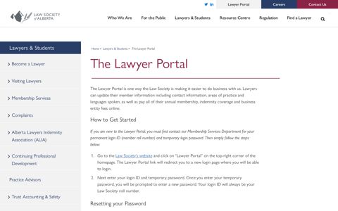 The Lawyer Portal – Law Society of Alberta