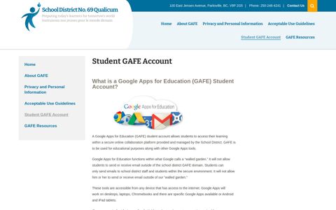 Student GAFE Account - School District No. 69 Qualicum