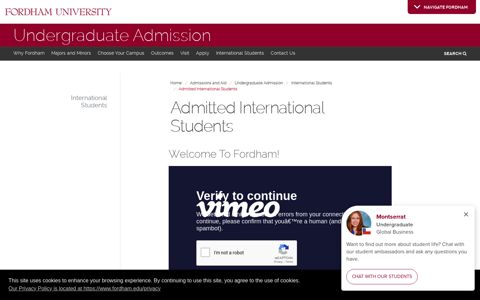 Admitted International Students | Fordham