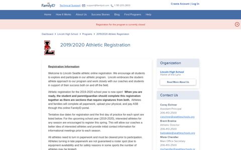 2019/2020 Athletic Registration | FamilyID