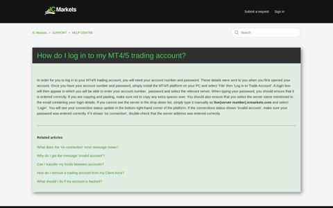 How do I log in to my MT4/5 trading account? – IC Markets