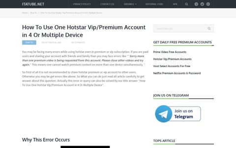 How To Use One Hotstar Vip/Premium Account in 4 Or ...