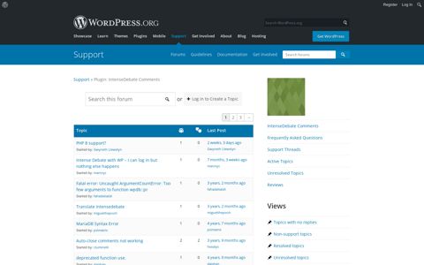 [IntenseDebate Comments] Support | WordPress.org