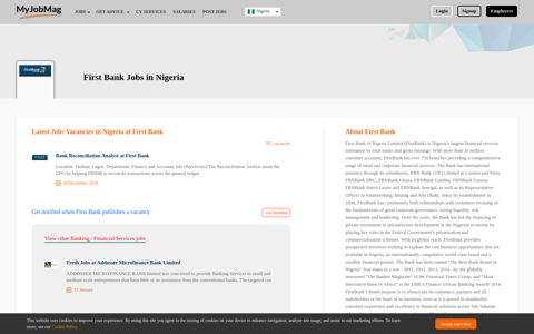 First Bank Jobs in Nigeria December 2020 | MyJobMag