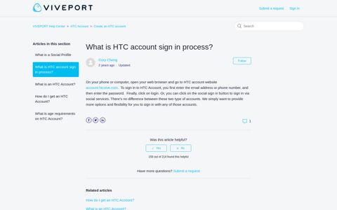 What is HTC account sign in process? – VIVEPORT Help Center
