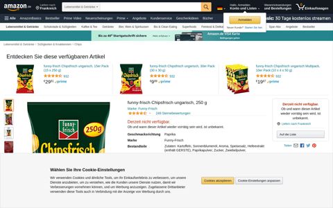 funny-frisch Chipsfrisch ungarisch, 250 g: Amazon.de ...
