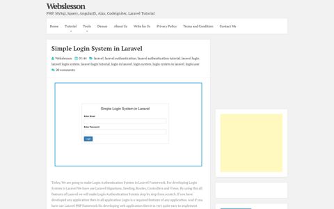 Simple Login System in Laravel | Webslesson
