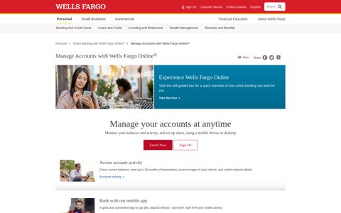 Manage Accounts with Wells Fargo Online®