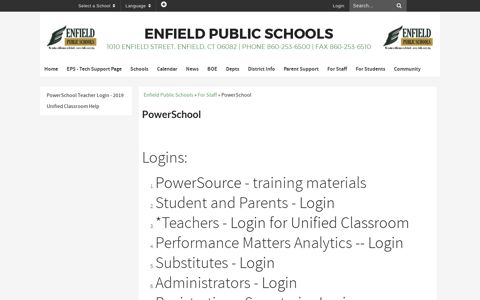 PowerSchool - Enfield Public Schools