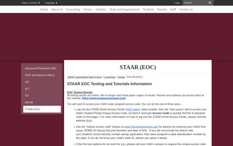 STAAR (EOC) - A&M Consolidated High School