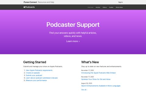Apple Podcasts Help - Podcaster Support