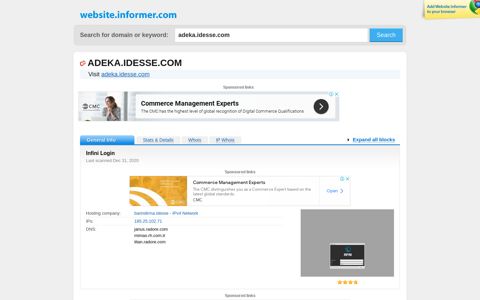 adeka.idesse.com at WI. Infini Login - Website Informer